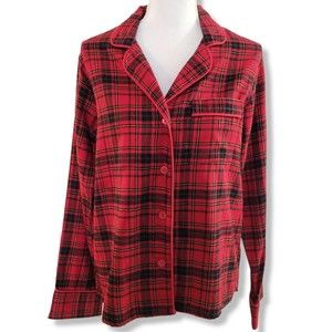 NWT Van Winkle Portuguese Flannel Lounge Sleep Top Shirt Red Green Plaid Small